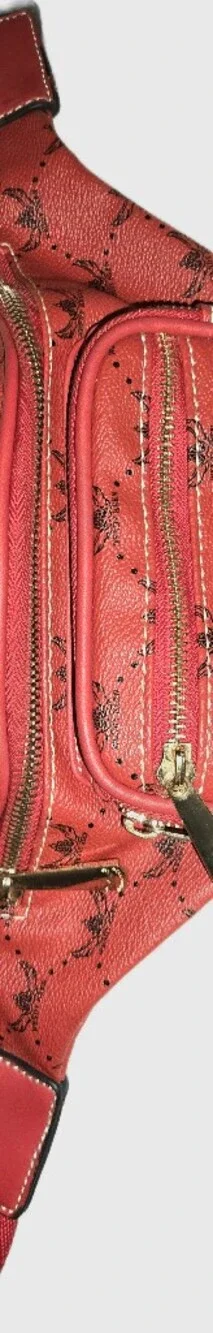 Wendy Keen Red Monogram Fanny Pack Belt Bag Crossbody Sling | Like New